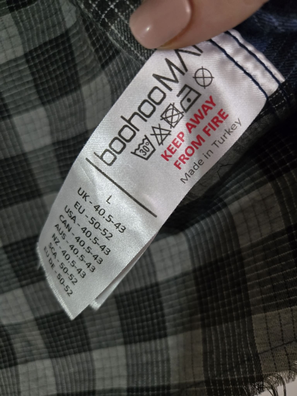 BoohooMAN L Patchwork Plaid Shirt Grunge Streetwear Boho Blokecore Graphic Butto - Picture 2 of 9